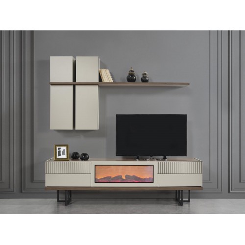 Wohnwand Sideboard mit Kamin Elektro Schrank tv Ständer rtv wohnwände Konsole