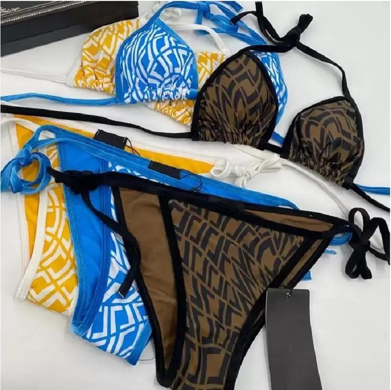 Luxury Sets Gradient Sexy Embroidery Bikini Home Textile F Letters Swimwears Designer Ladies Backless Split Swimsuit 3 Colors panty