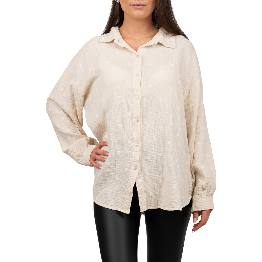 Reichstadt Relaxed Fit Bluse Damen Musselin 25RSW081 Beige One Size
