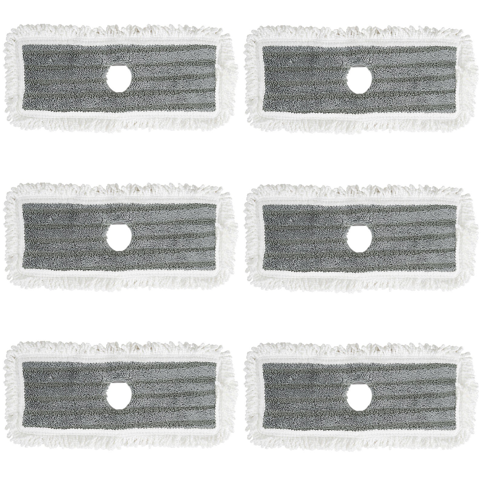 6-teiliges Ersatz-Moppkopf-Set Waschbares Rechteckiges Reinigungstuch 35 x 16 cm Grau