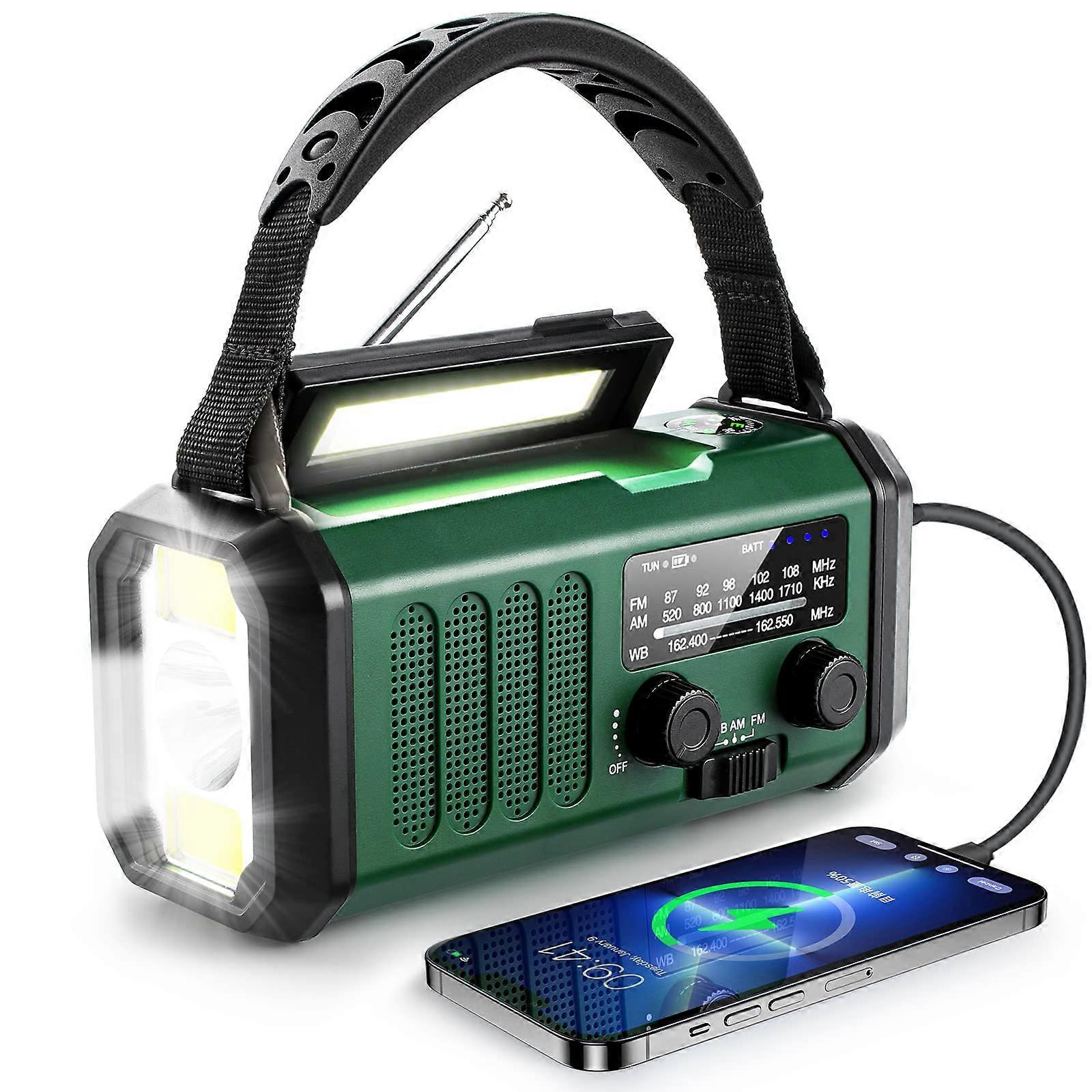 10000mah Crankshaft Radio, Emergency Radio, Solar Radio, Noaa/AM/FM Weather Radio, USB Type-C charge