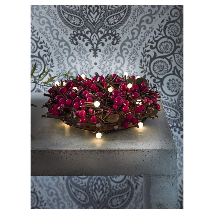 LED-Globelichterkette mit 50 warmweißen Lämpchen + 4,22 m schwarzem Kabel