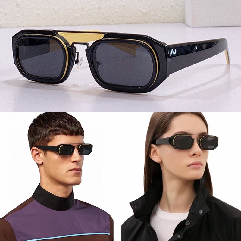 NEUE kleine rechteckige Sonnenbrille mit Doppelsteg-Flugdesign-Brille SPR01WS Damen Farbiger Acetatrahmen Herren Designer Runway Sports Shades Sy