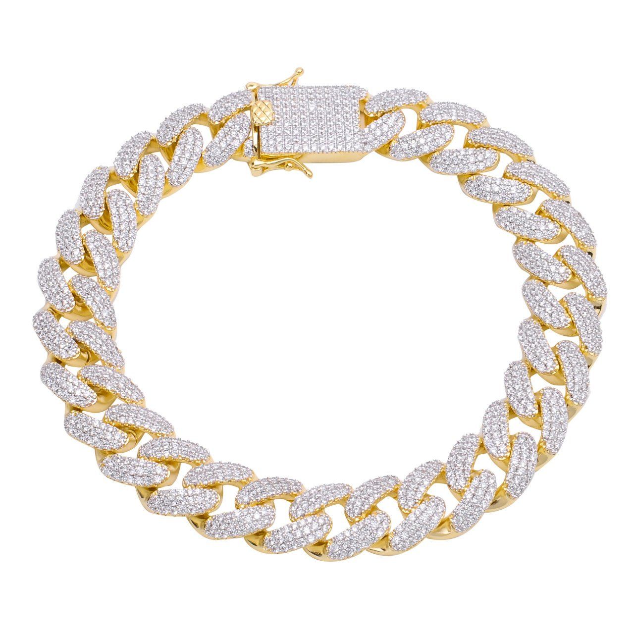 Iced Out Bling CUBAN Panzerkette Armband - 12mm gold