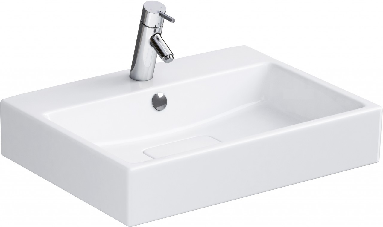 Neuesbad Serie 200 Keramik Waschtisch, B:605, T:460, H:160mm, weiss mit Beschichtung 1OK581006BOX1