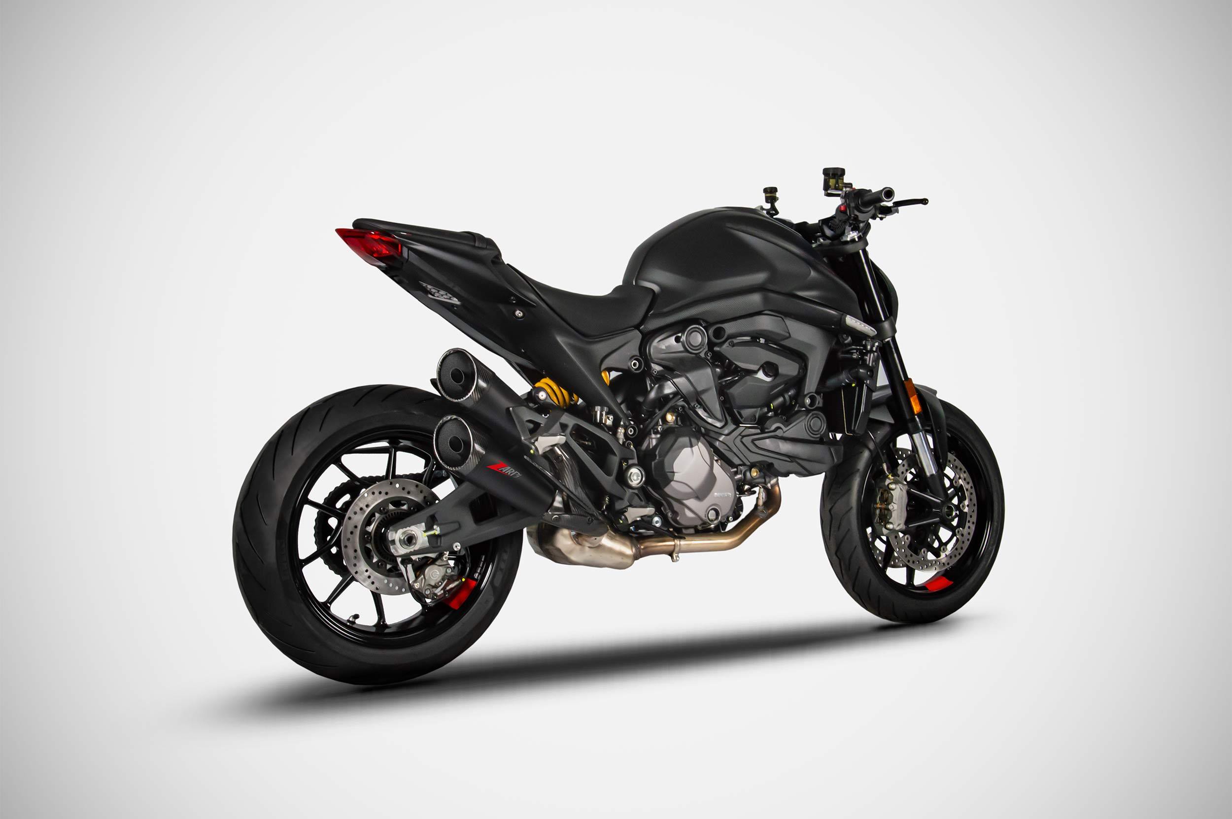 Sport Auspuff ZARD Slip-On Edelstahl BLACK Ducati Monster 937 Bj. 2021-2023 EURO-5 eintragungsfrei
