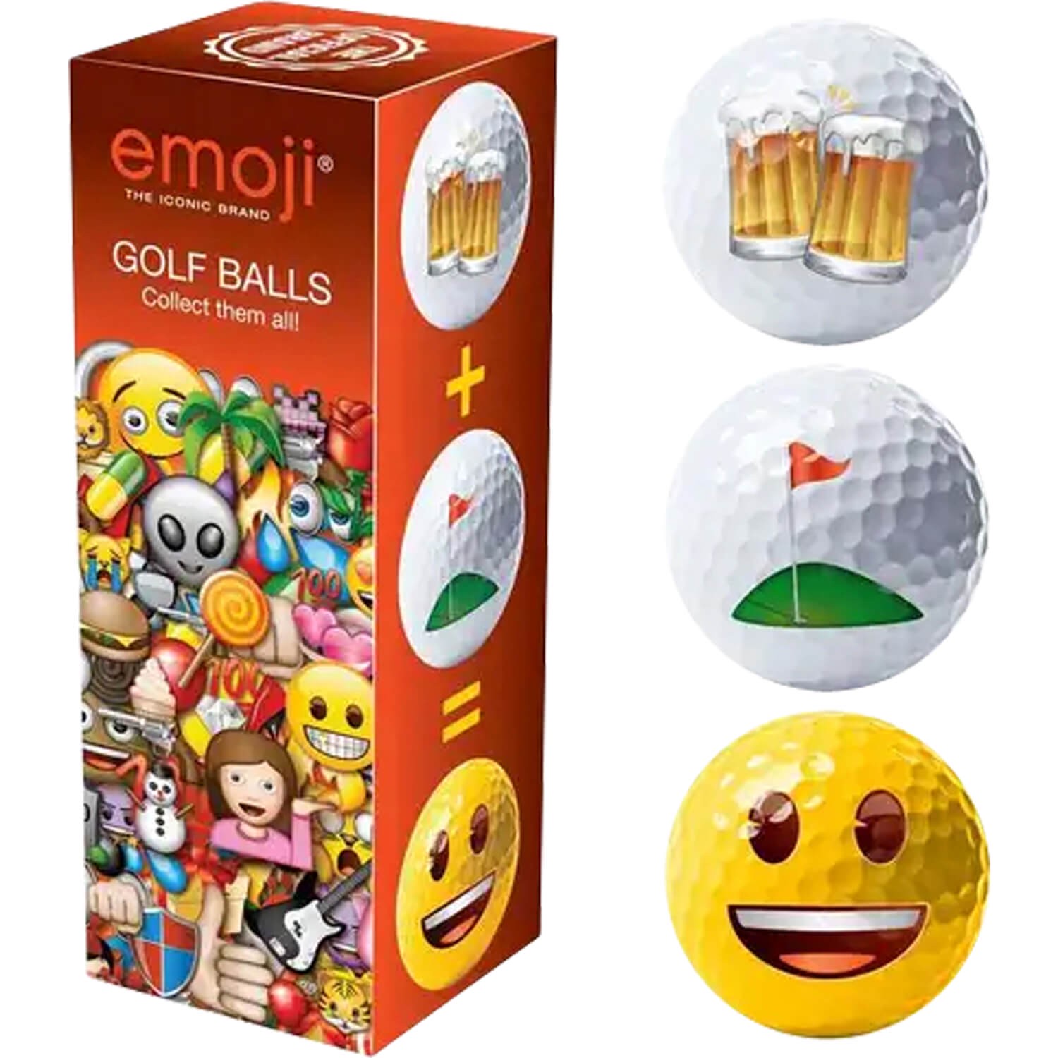 Emoji Motivbälle Happy Golf (3er-Pack), mehrfarbig