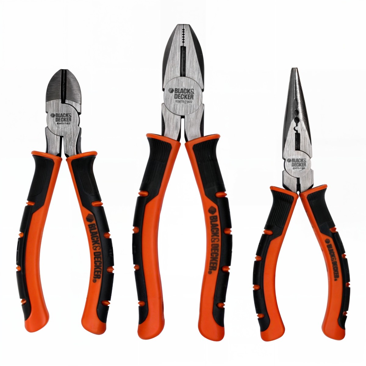 Black + Decker BDHT0-71624 Zangen Set 3-teilig Spitzzange Seitenschneder Zange