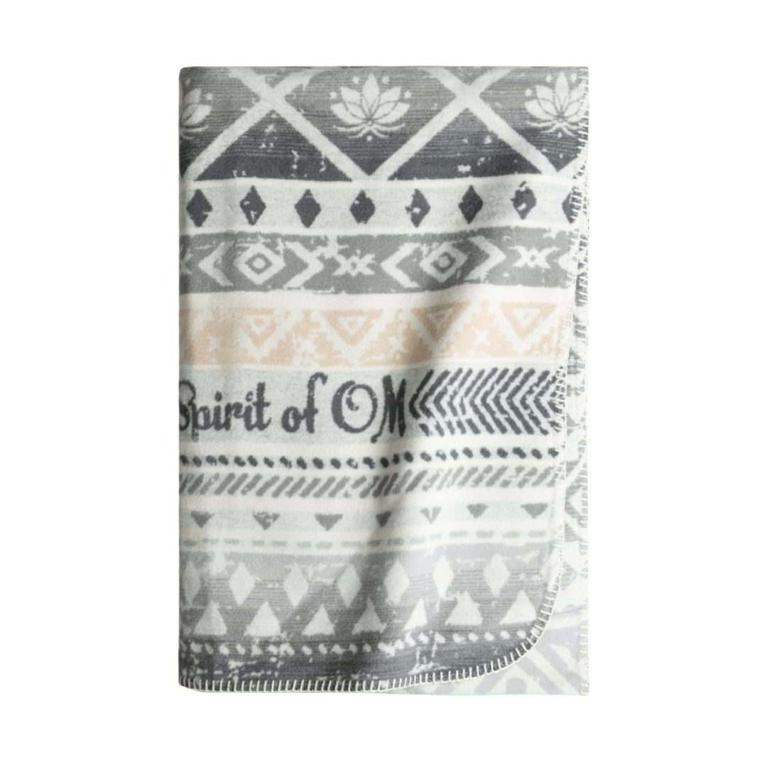 Flauschige Plaid Decke Gelbgrau Blume des Lebens