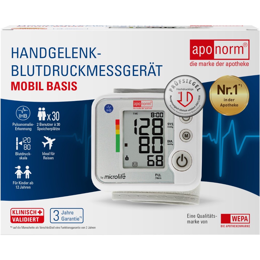 Aponorm Blutdruckmessgerät Mobil Basis Handgelenk 1 St