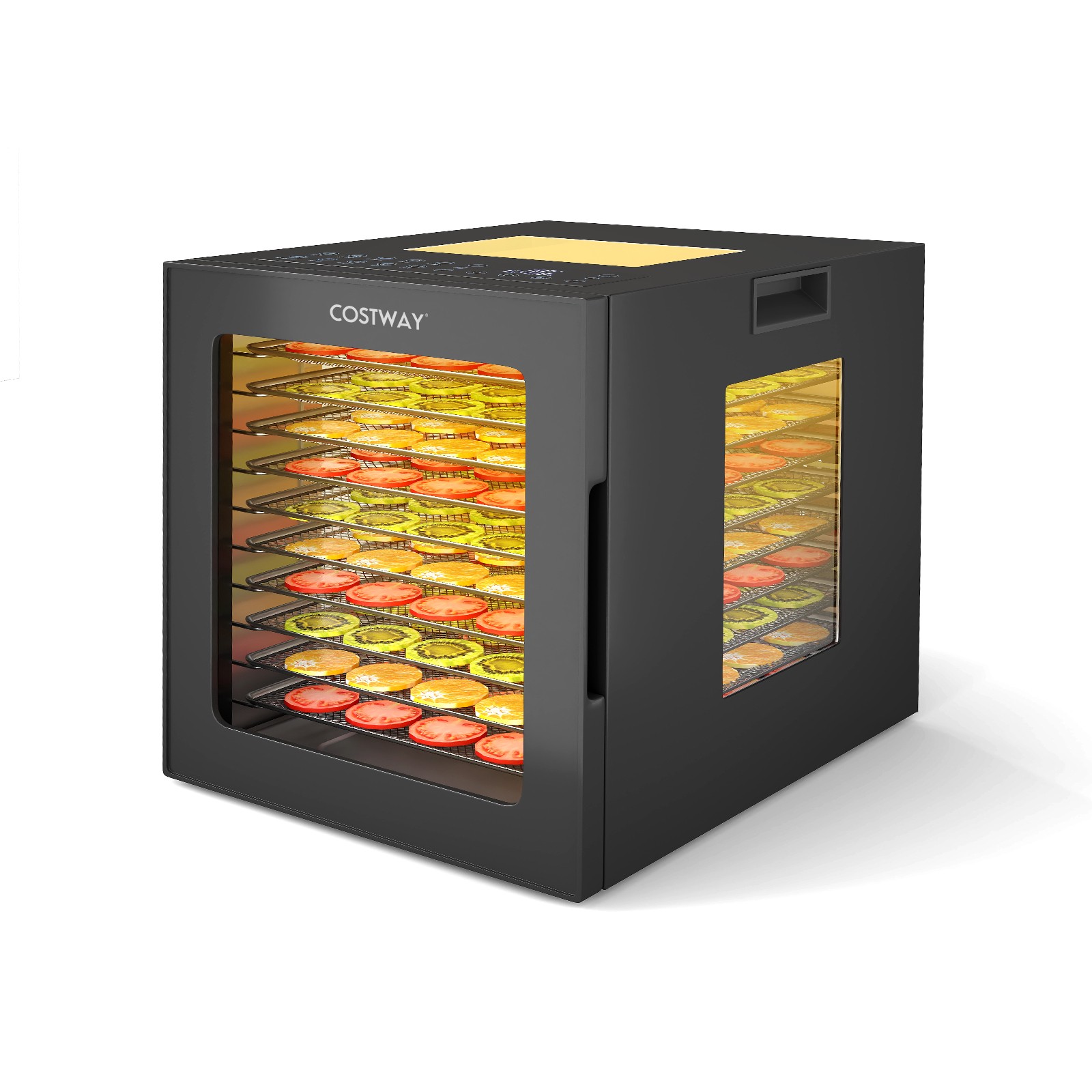 850W Dörrautomat inkl. 10 Edelstahl-Schalen Dörrgerät mit 10 voreingestellten Programmen 48H Timer & 30-75℃ Temperatur