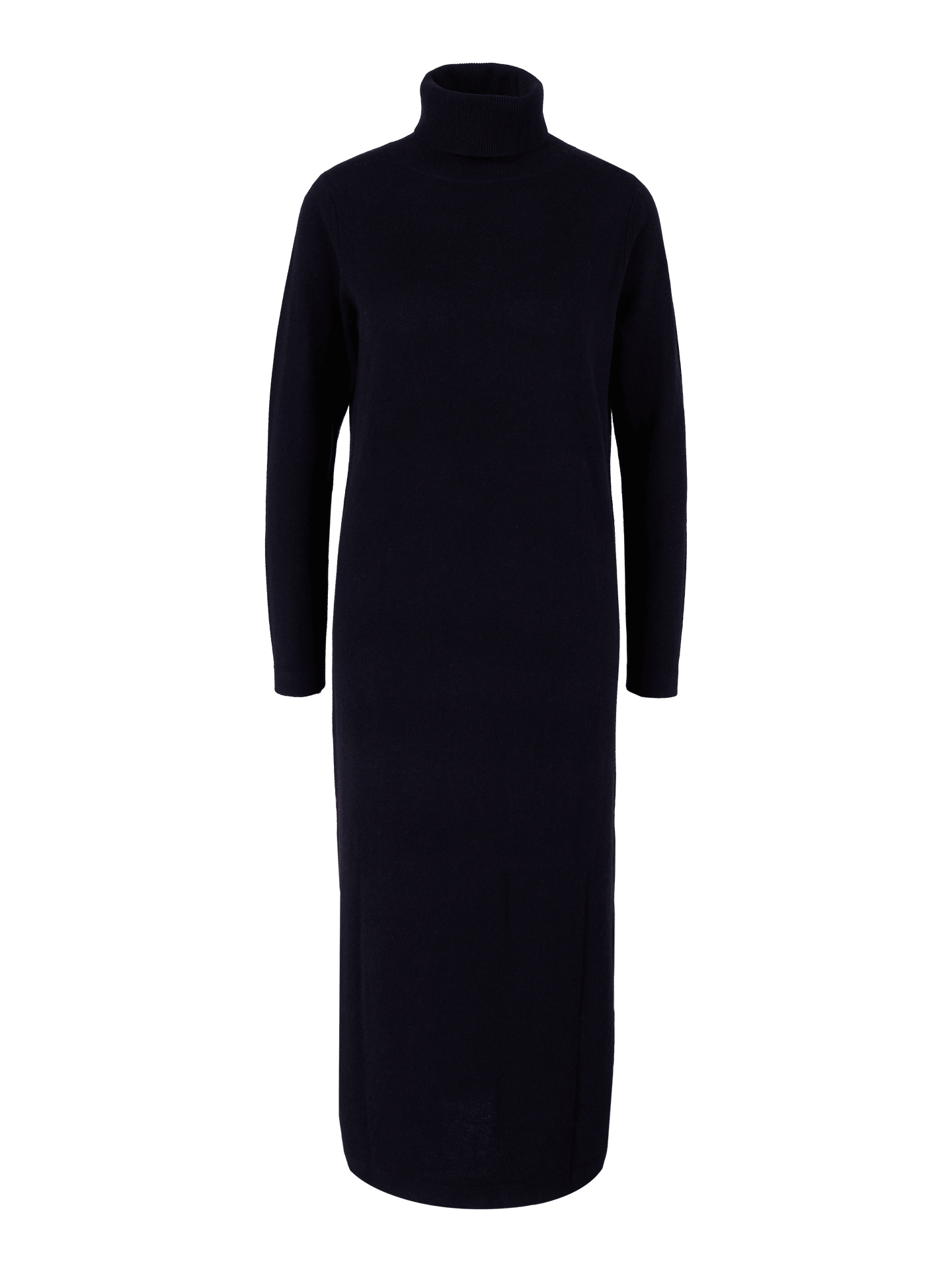 Woll-Cashmere-Strickkleid mit Rollkragen Marineblau