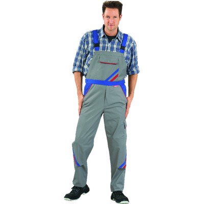 Latzhose 2333 zink/kornblau/rot, Größe 38