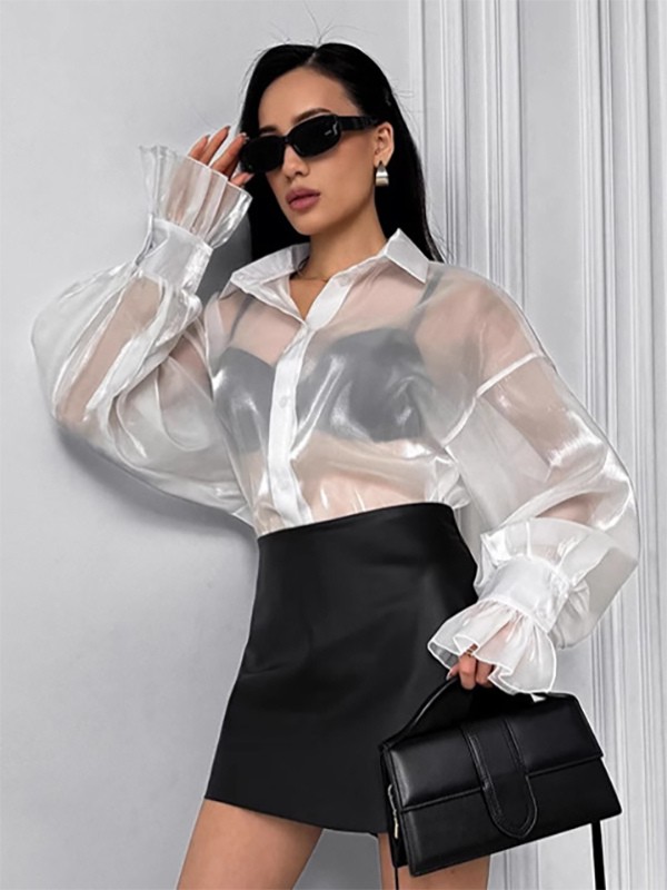 Durchsichtiges Langarmshirt Sonnenschutz-Top für Damen 2025