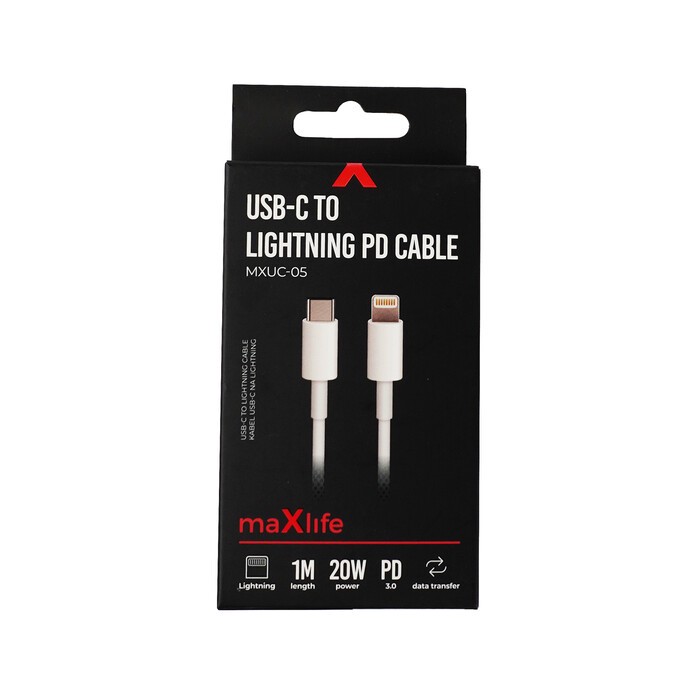 MAXLIFE USB-C/Lightning Kabel MXUC-05 1m 20W weiß