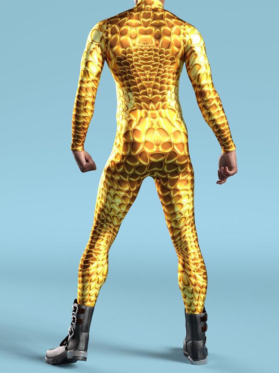 Bedruckter Zentai Halloween Mechanische Cyber-Rüstung Outfit Overall Cosplay Punk Bodysuit Steampunk Kostüm Halloween Party Shows Männer Cool Zentai Anzug