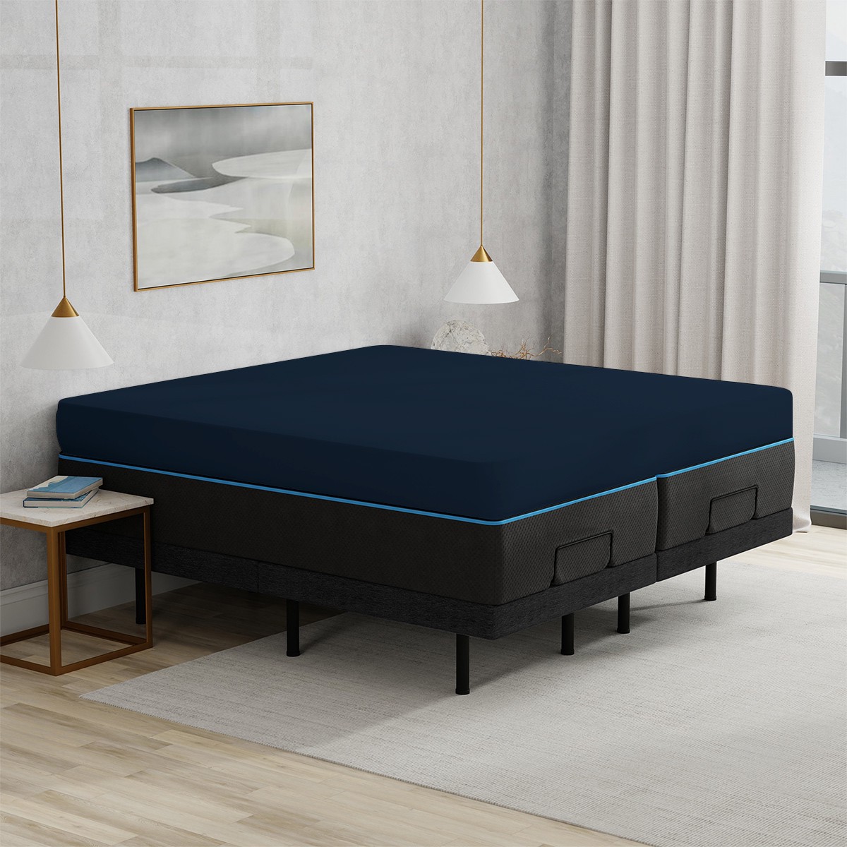 Doppeljersey-Spannbettlaken – Marineblau