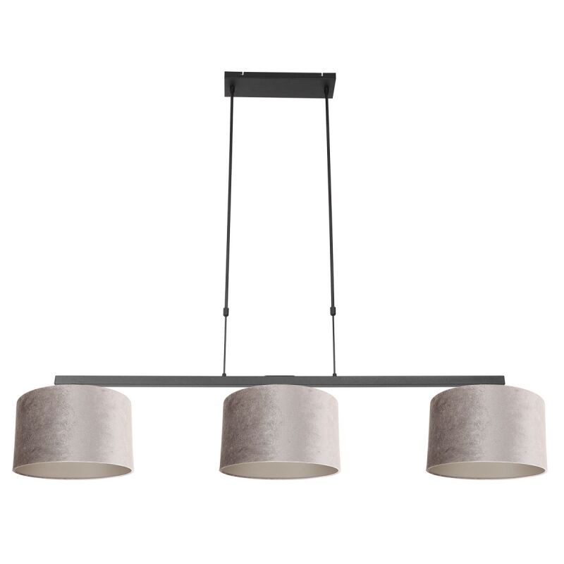 Steinhauer Pendelleuchte Stang schwarz Schirme Velours grau-silber