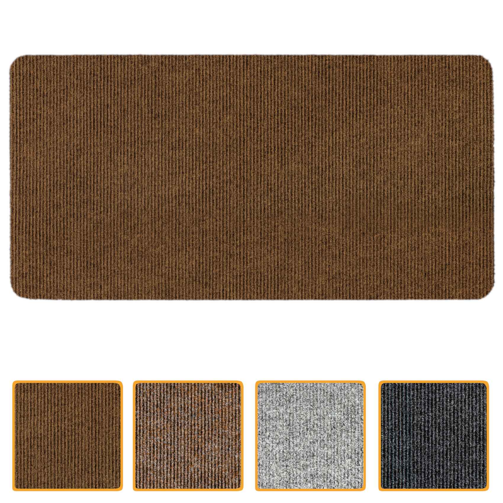 ANRO Schmutzfangmatte Sauberlaufmatte Schmutzfangläufer Teppich Läufer Flur STRIBET Mehrfarbig Dunkelbraun 40x60cm