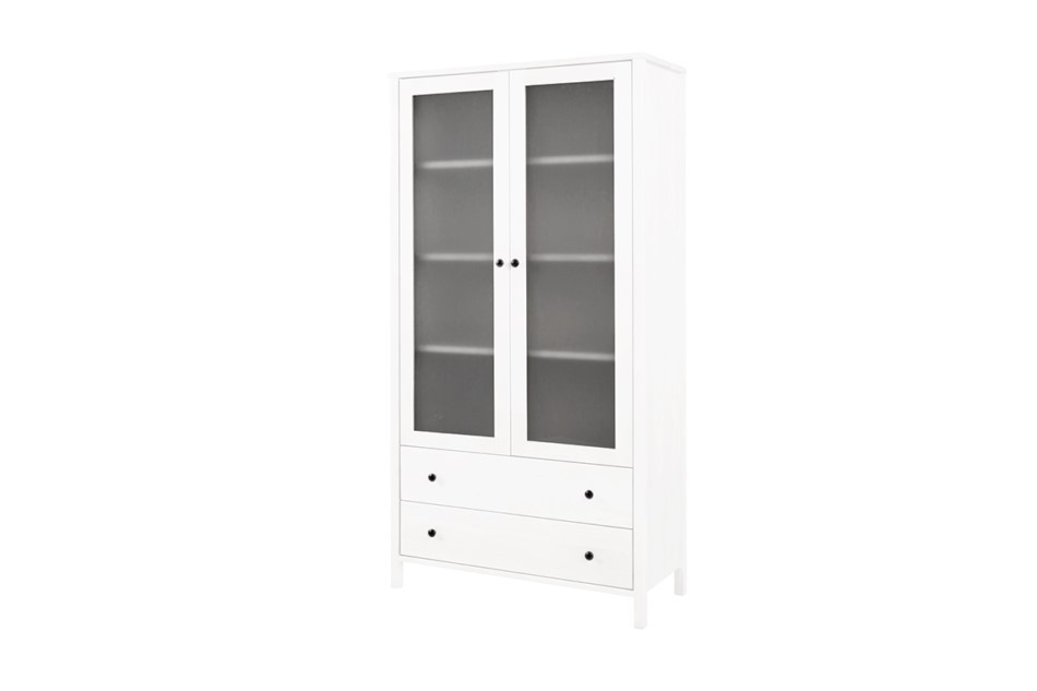 Abschließbarer Schrank aus Kiefernholz mit Einlegeböden und Schubladen weiß CUCULI