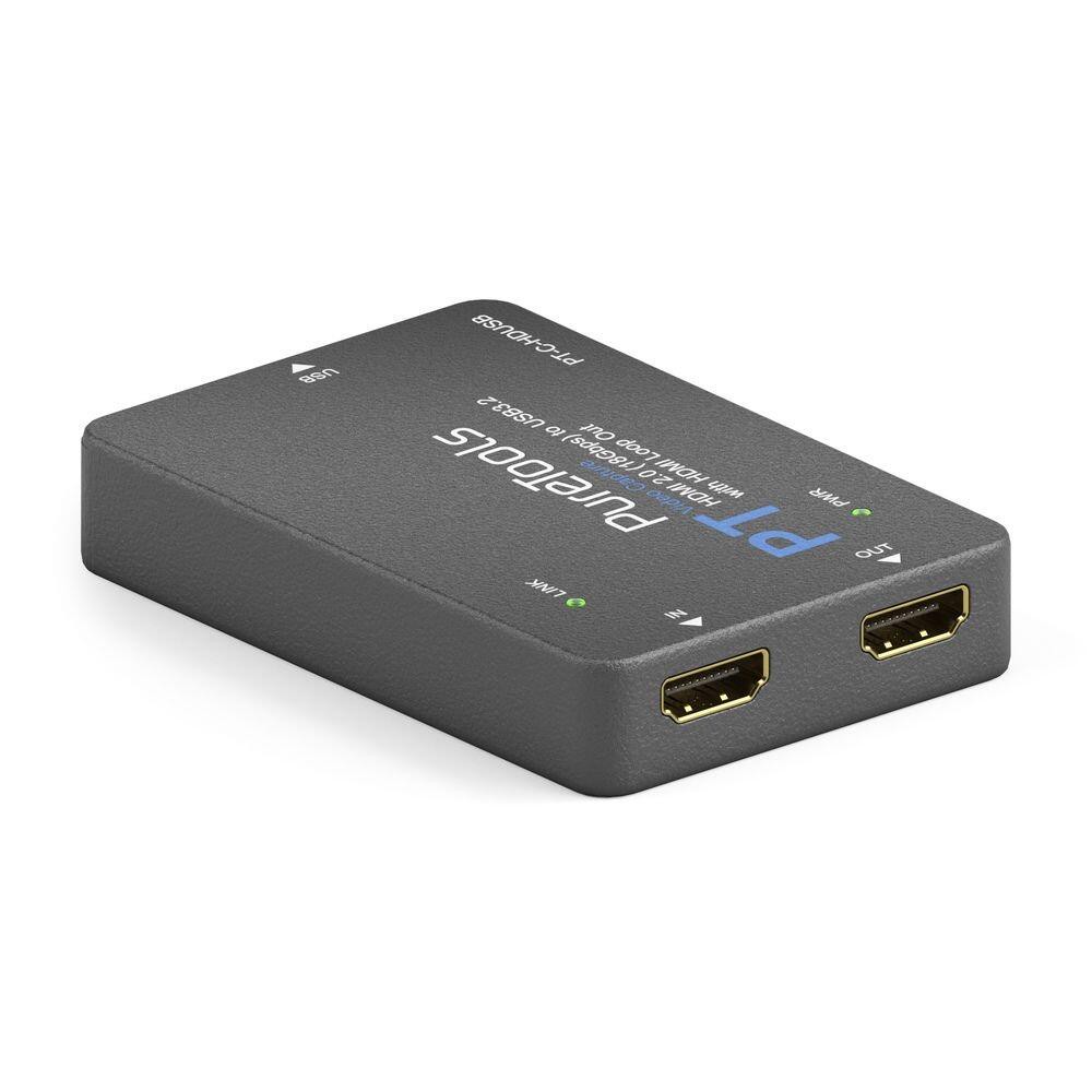 PureTools - HDMI2.0 Video Capture - 4K 60Hz HDMI to USB3.2 Conversion Tool, HDMI 2.0 (18Gbps) to USB 3 (5Gbps) mit HDMI Loop Out