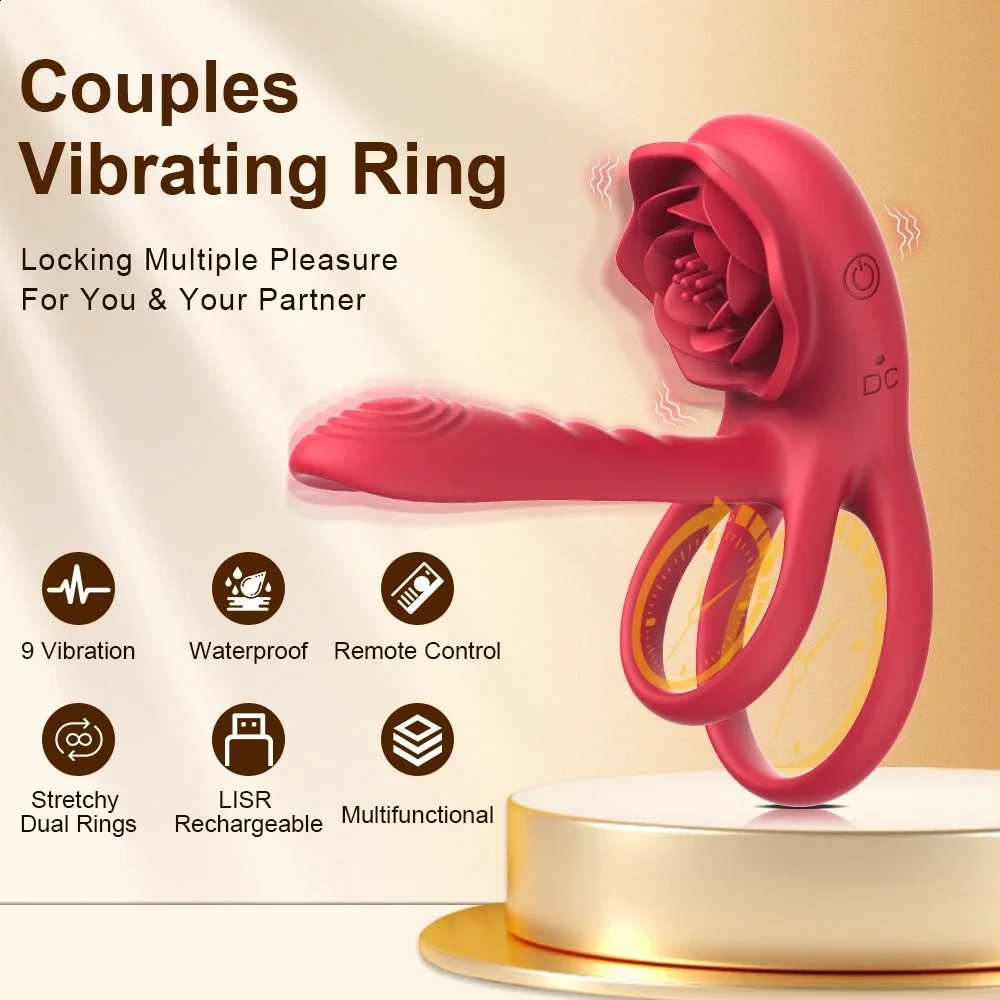 Rose Rooster Ring Vibrator Cover Stimulator Stimulateur Remote Contrôle GSPOT Installation Adult Product Clitoral Sex Toy 240914