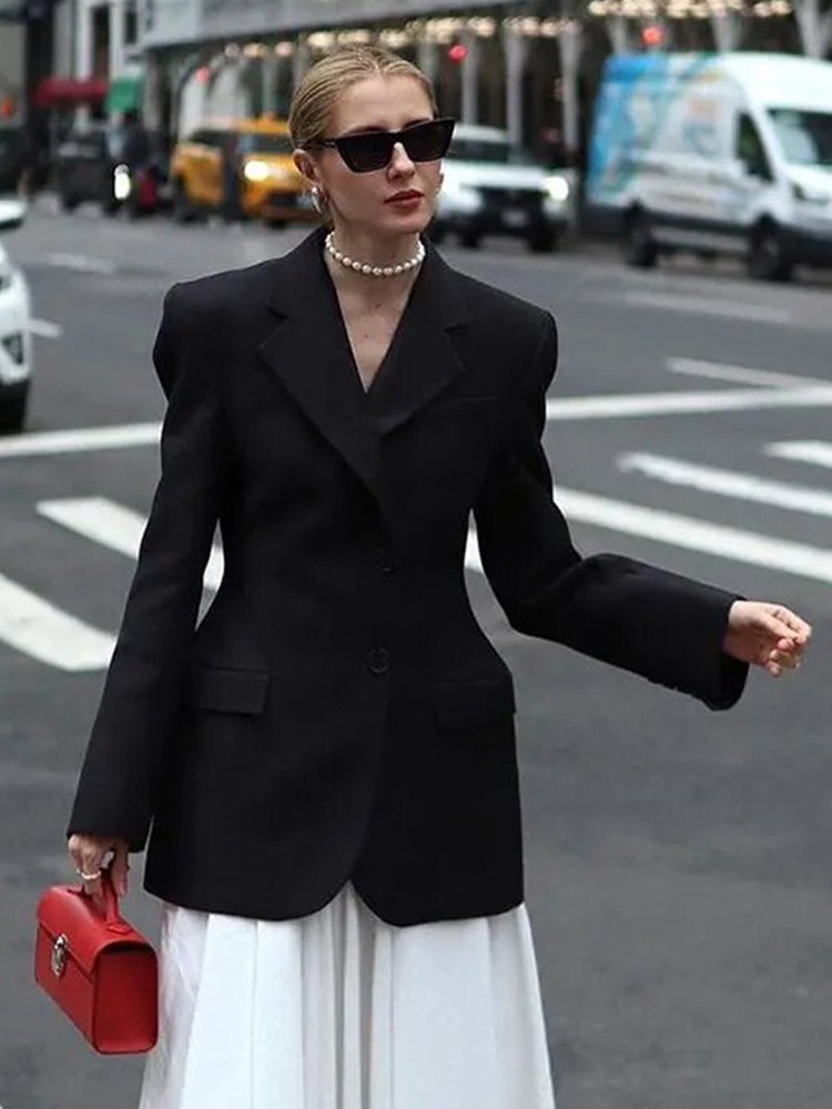 Blazer mit taillenbetonter Passform und Zwei-Knopf-Verschluss für Damen 2025