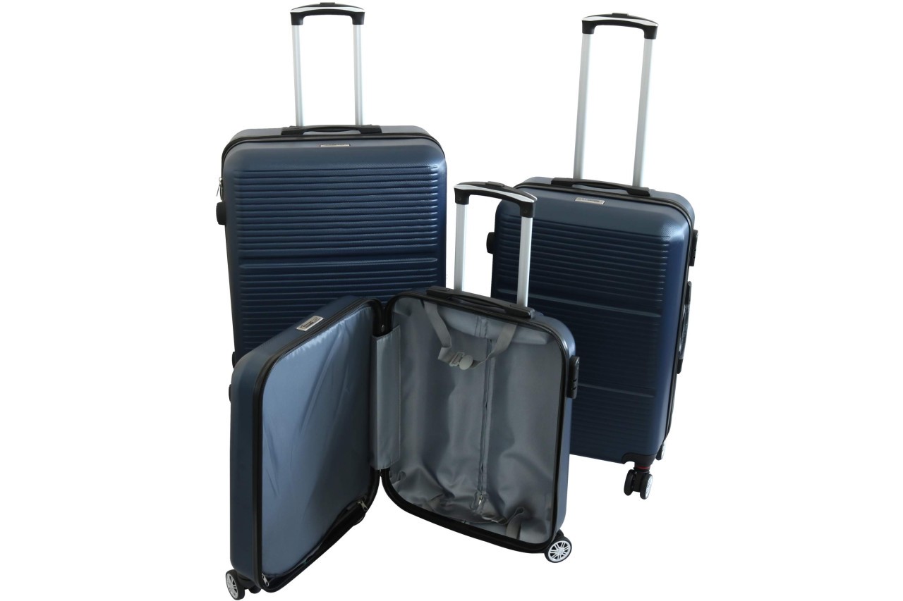 Hartschalenkoffer Trolley Set 3-teilig blau XL-L-M mit Zahlenschloss