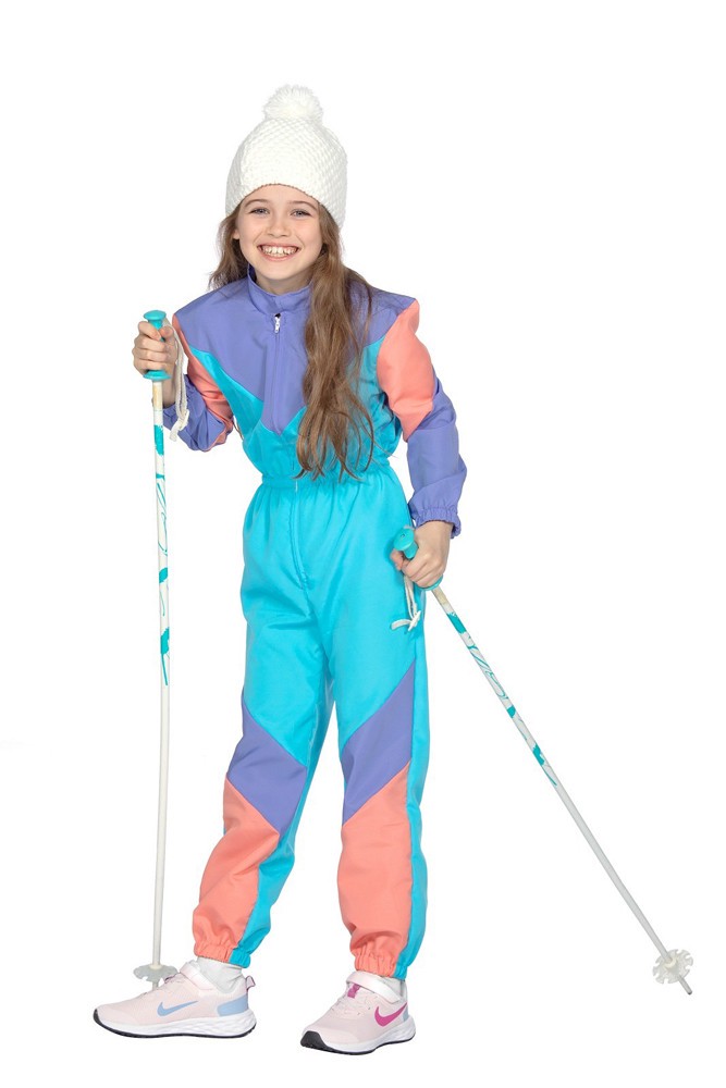 Retro Ski Anzug Kostüm für Kinder | 116 - Blau  | Wir machen Party.de |