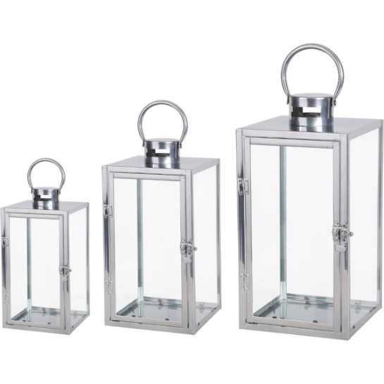 Natural Living – Set mit 3 dekorativen Laternen – Metall – ohne Lampe