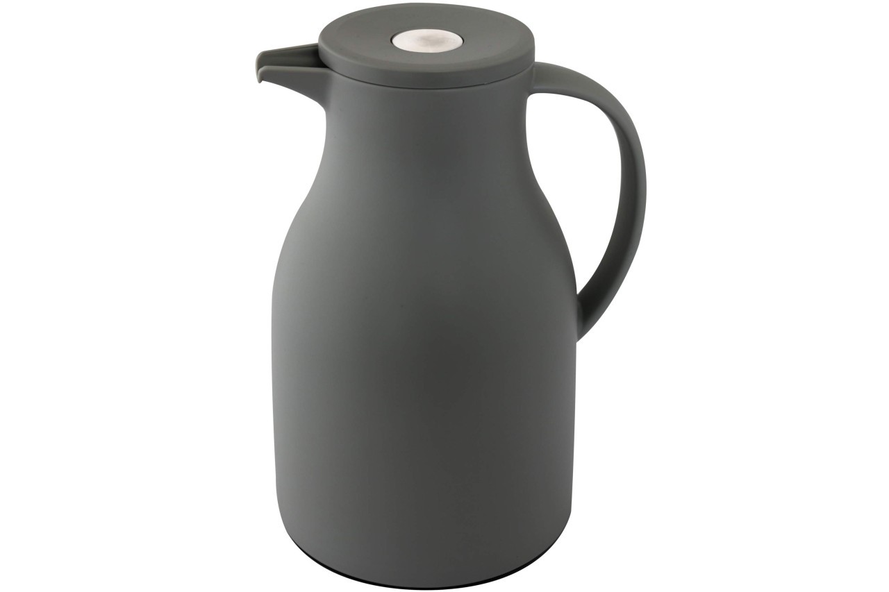 Thermokanne anthrazit 1 Liter mit Edelstahl Druckknopf Isolierkanne