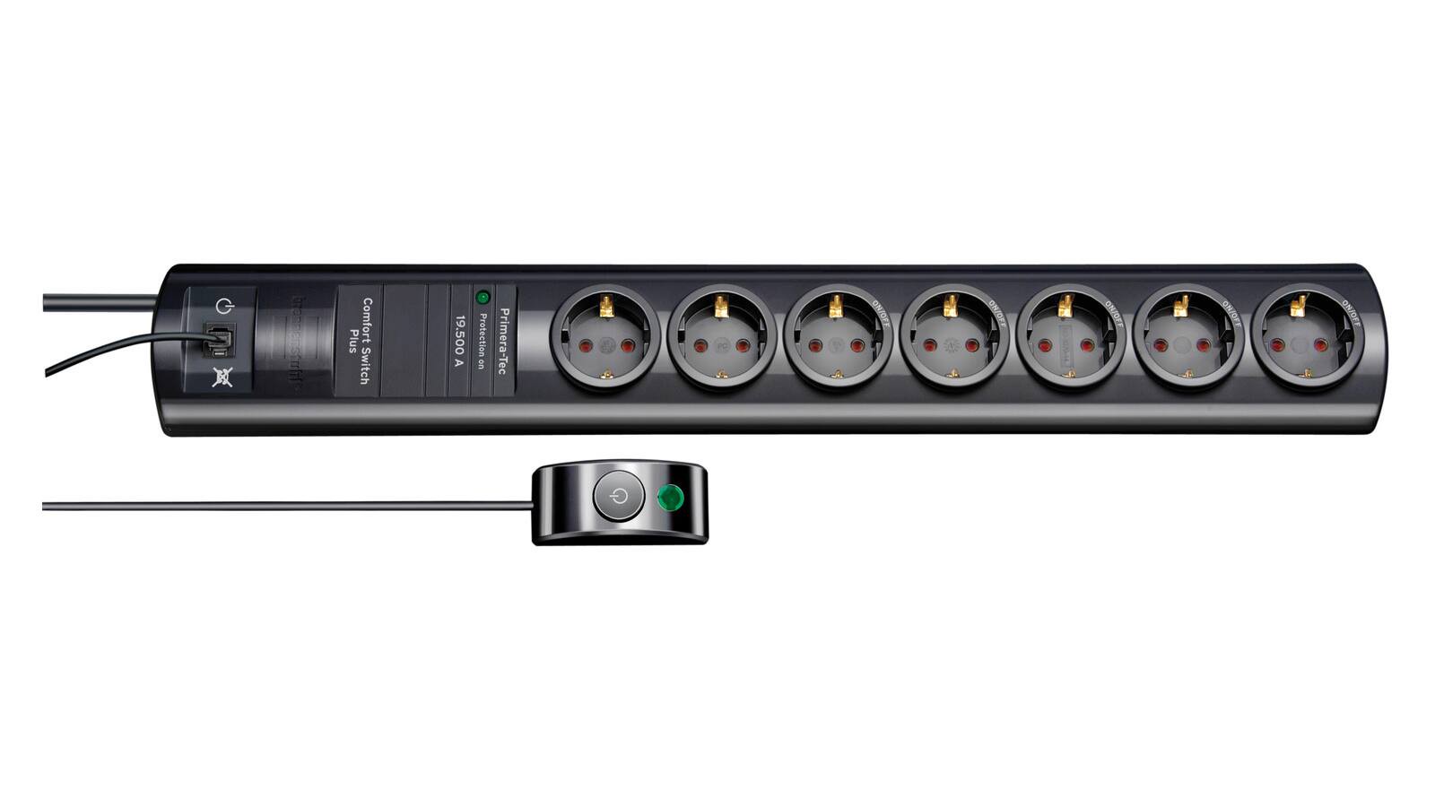 Brennenstuhl Primera-Tec Comfort Switch Plus, Steckdosenleiste 7-fach mit Überspannungsschutz - 1153300467
