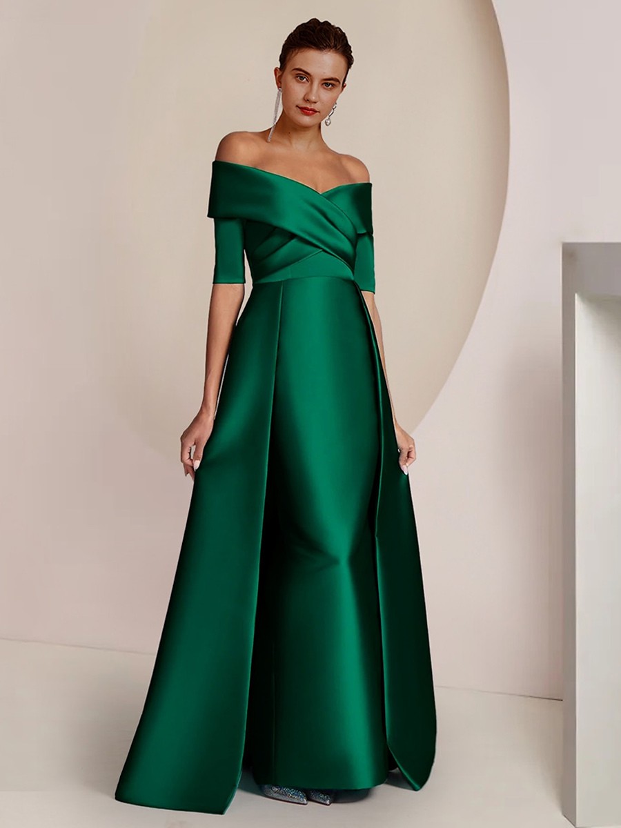 Partykleid für die Mutter der Braut schulterfrei Halbarm Meerjungfrau-Gästekleider für die Hochzeit