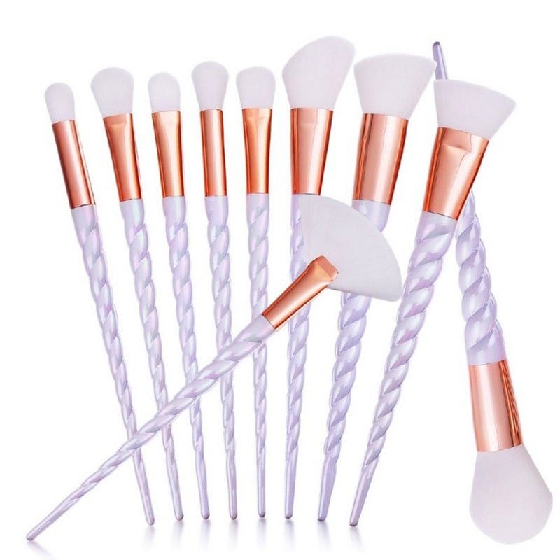10er-Pack Make-up-Pinsel, Einhorn - Violett