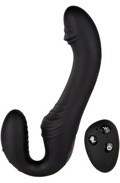 Triple Vibration Strap-On Vibrator Wireless Remote Black