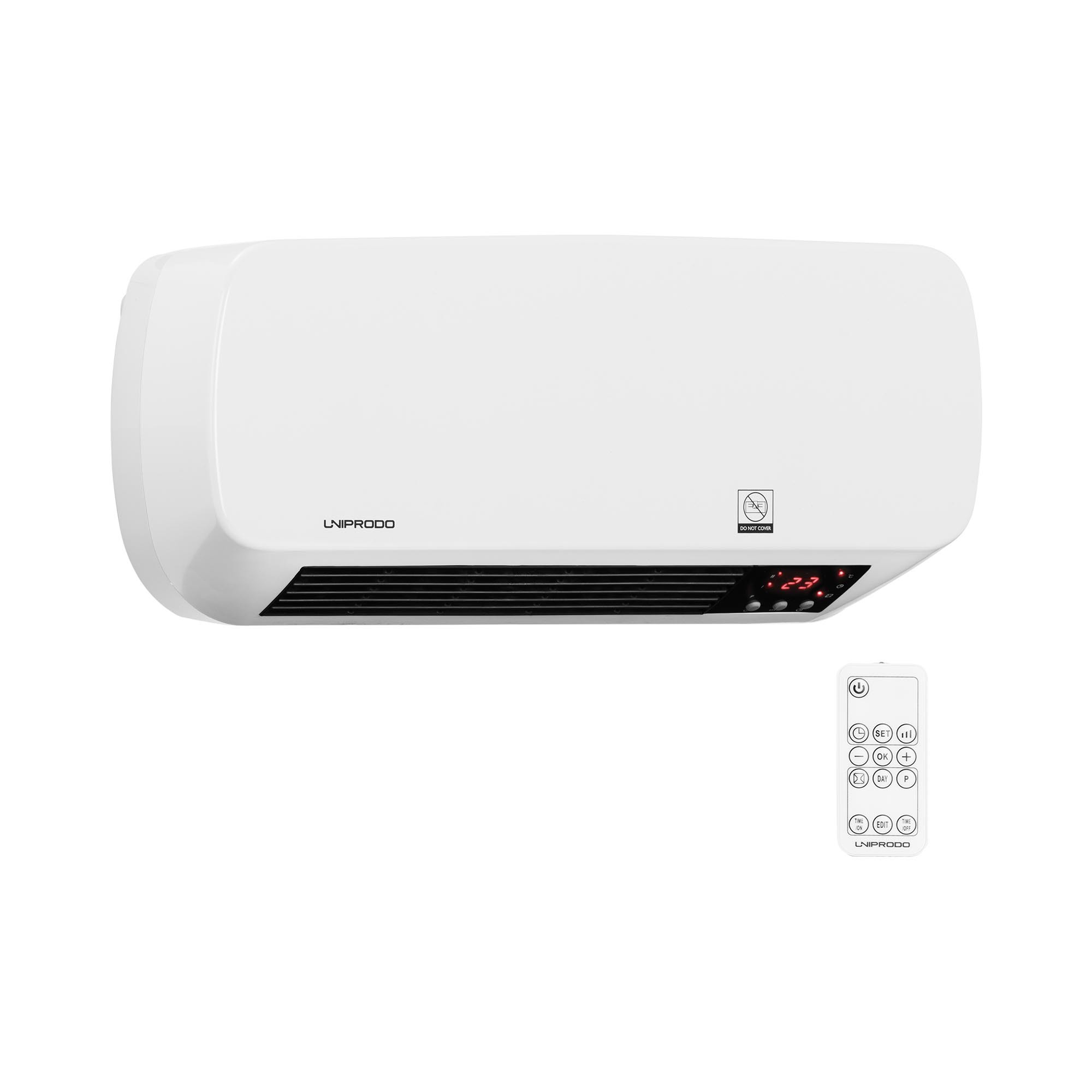 Uniprodo Wandheizlüfter - Keramik - 10 bis 49 °C - 1.000 W/2.000 W - Fernbedienung