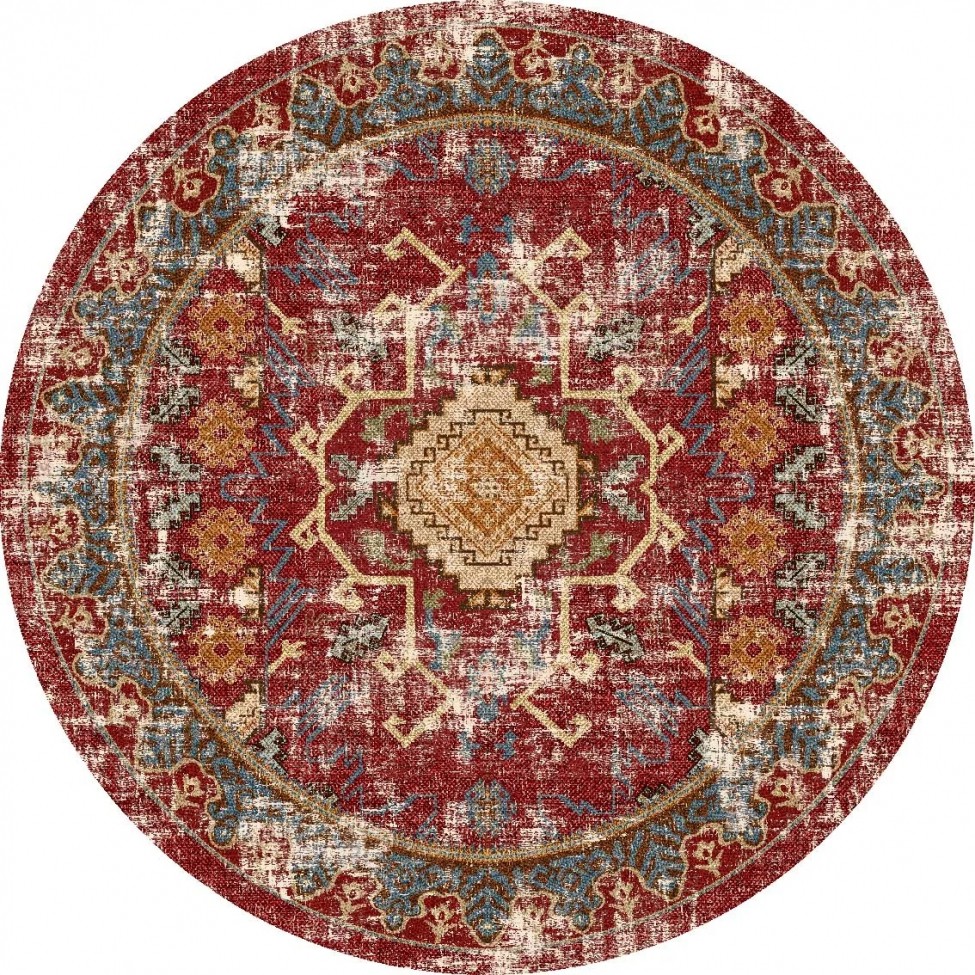 Runder Teppich 'Idri' 160cm – Rot/Mehrfarbig