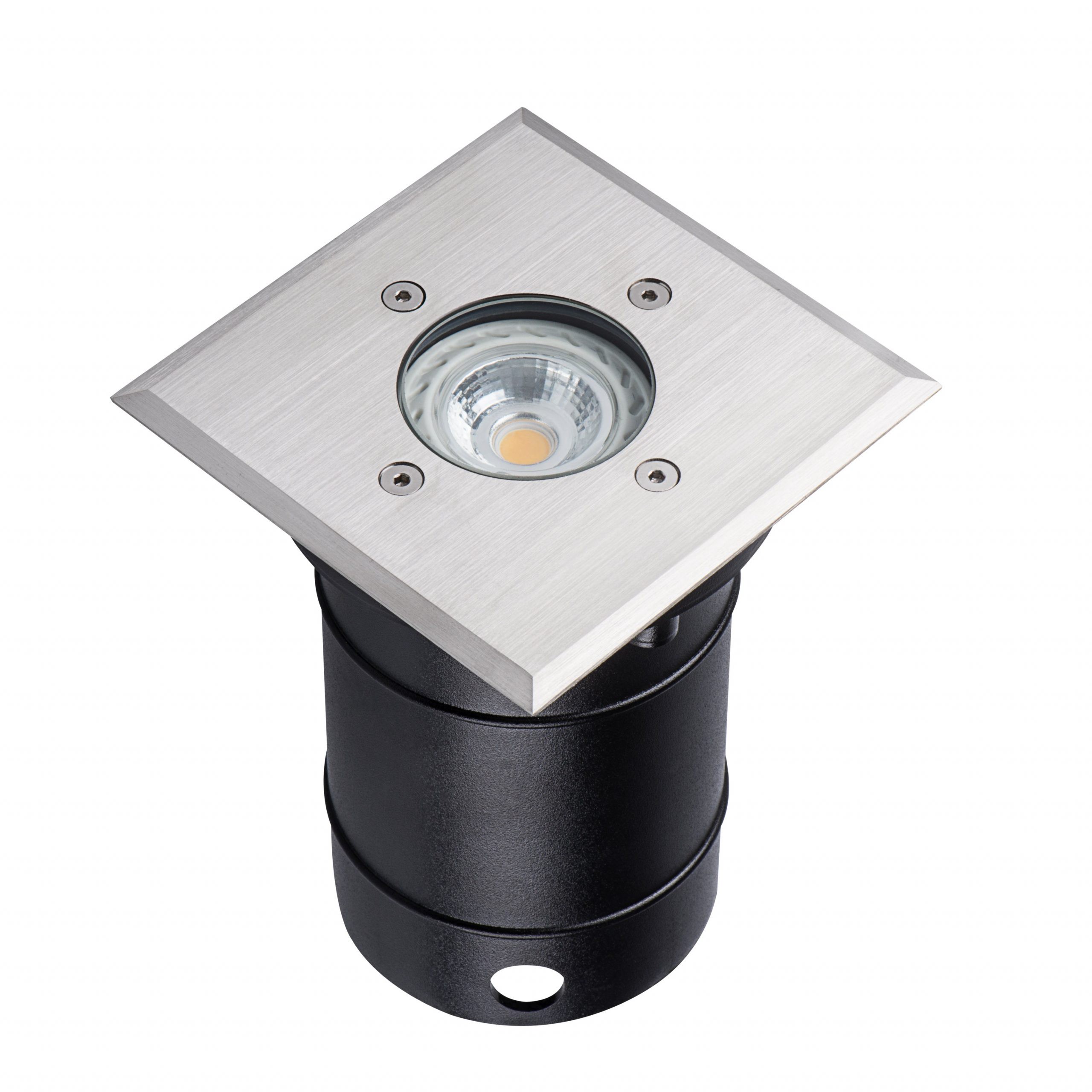 Kanlux® BERG LED Bodeneinbaustrahler, Außenleuchte Edelstahl quadratisch Bohrloch 99mm mit Durchgangsverbindung IP67 für GU10 230V Leuchtmittel (LED / Halogen)
