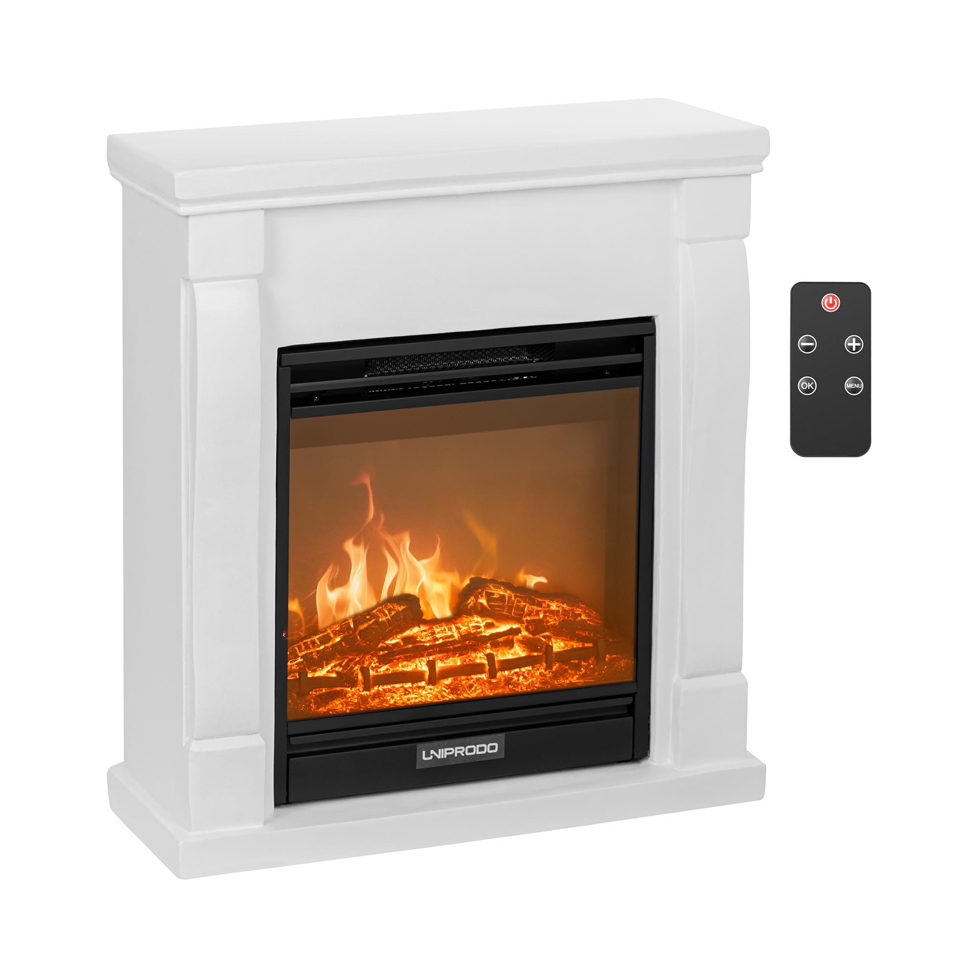 Uniprodo Elektrokamin - mit Heizfunktion - 1,8 kW - 2 Leistungsstufen - Jugendstil-Dekor