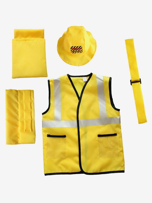 Kinder Kostüm Zimmermann Cosplay Gelbe Schärpe Zylinder 3-teiliges Set Halloween Kostüm Full Set