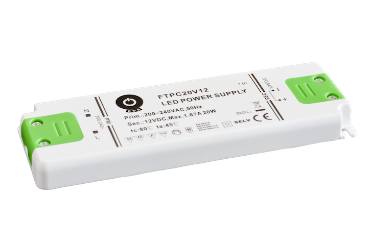 LED Trafo, 20W 12V DC LED Netzteil, zugelassen für Möbeleinbau, mit Überhitzungs-, Kurzschluss- und Überlastungsschutz, 154 x 50 x 14mm