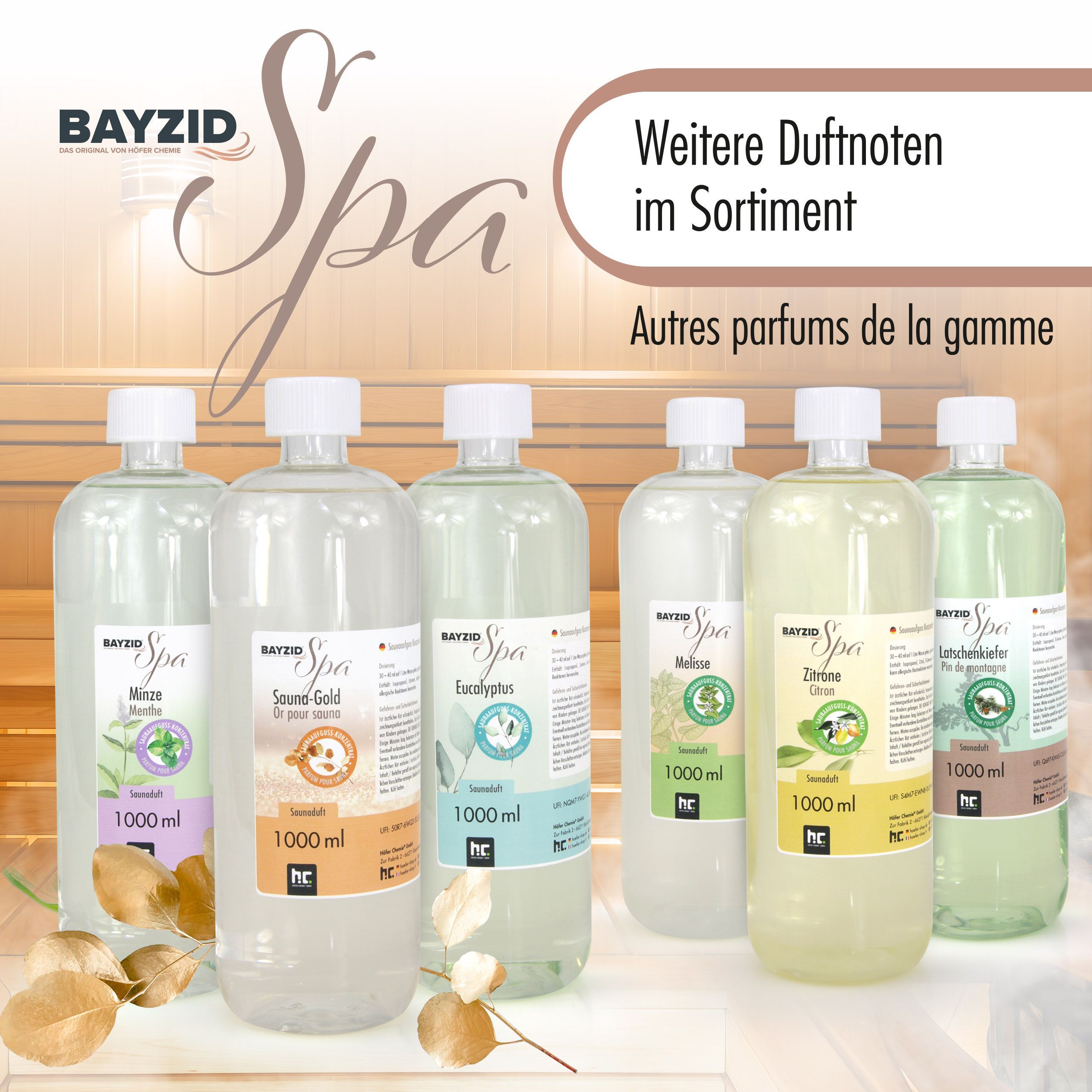 4x 100 ml Set de parfum bio pour sauna  SPA 4 x 100 ml