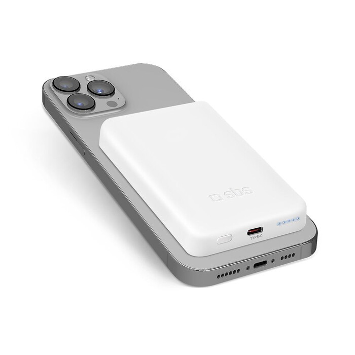 SBS Magnetische Powerbank 10 W 5.000 mAh MagSafe weiß