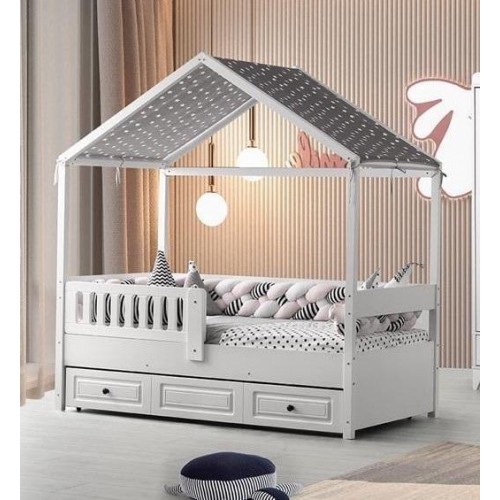 Kinderbett Holzbett Funktionsbett Ausziehbares Bett 200 Holz Weiß Neu