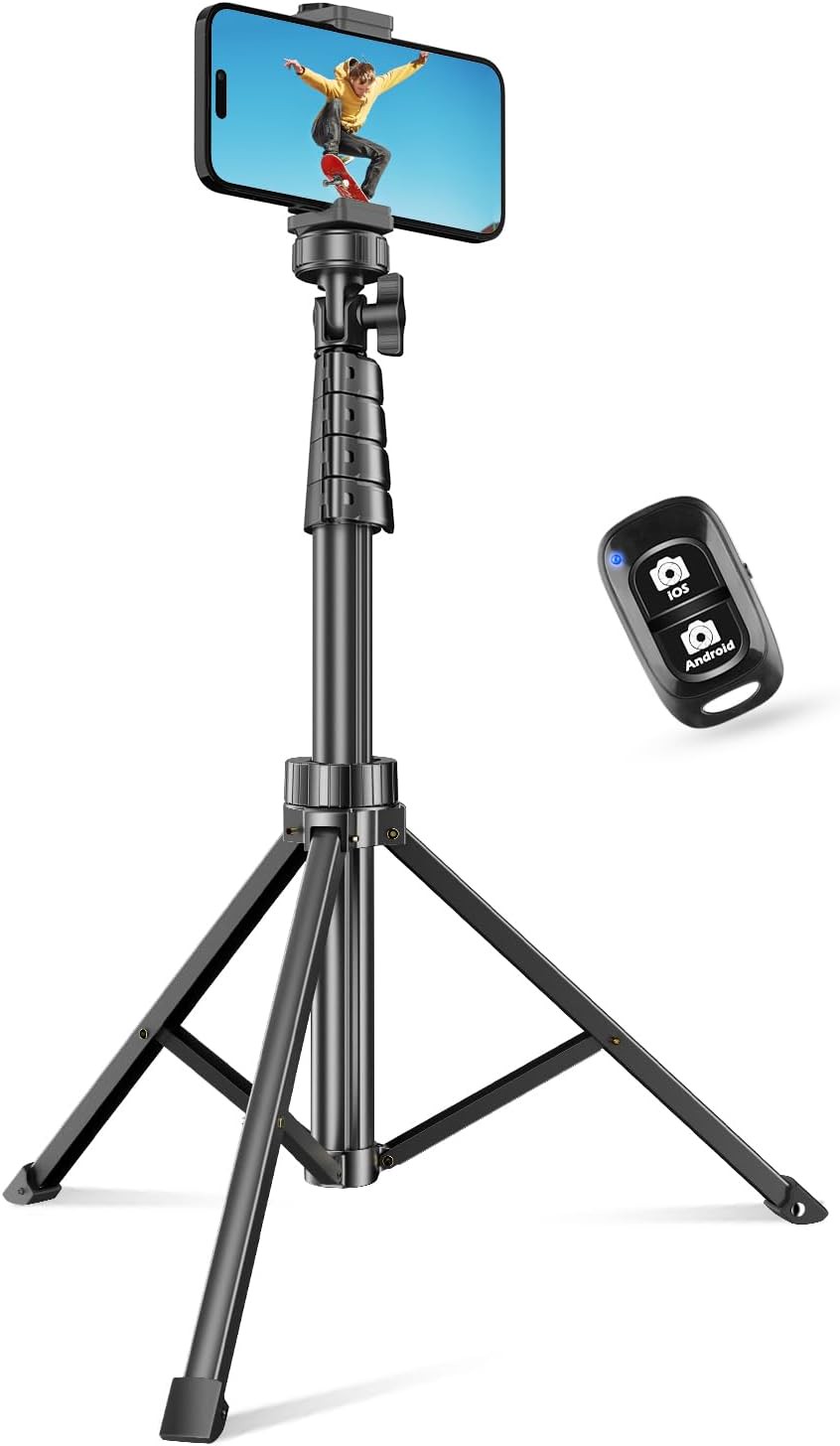 Universal 62" Phone Tripod Stand Selfie Stick Extendable with Wireless Remote Holder for iPhone Android Phone Camera137