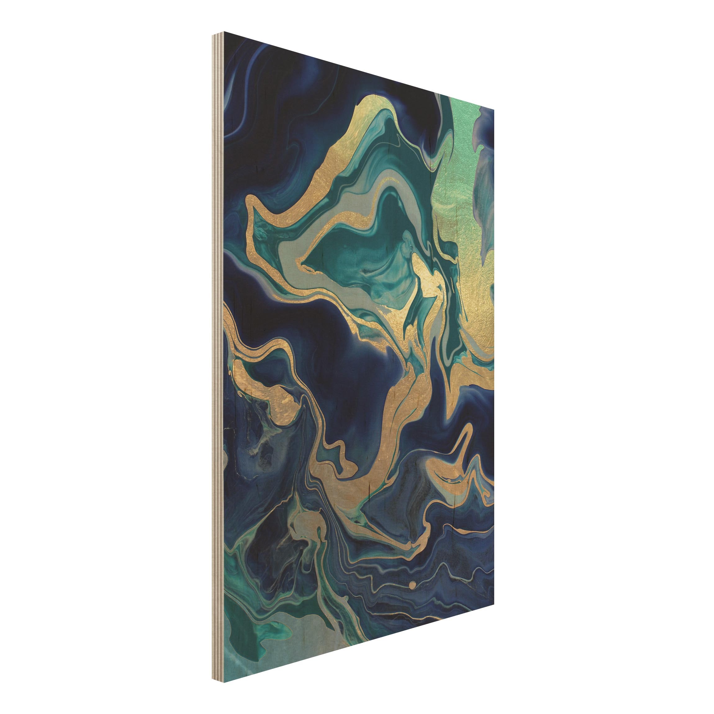 Holzbild Spiel der Farben Indigo Feuer