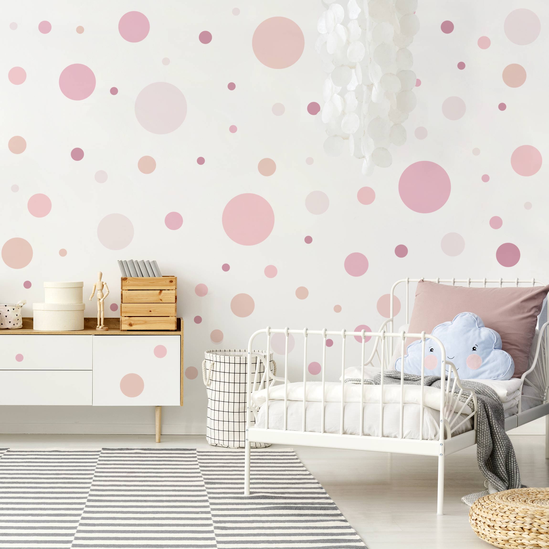 Wandtattoo 130-teilig Punkte Konfetti Rosa Set