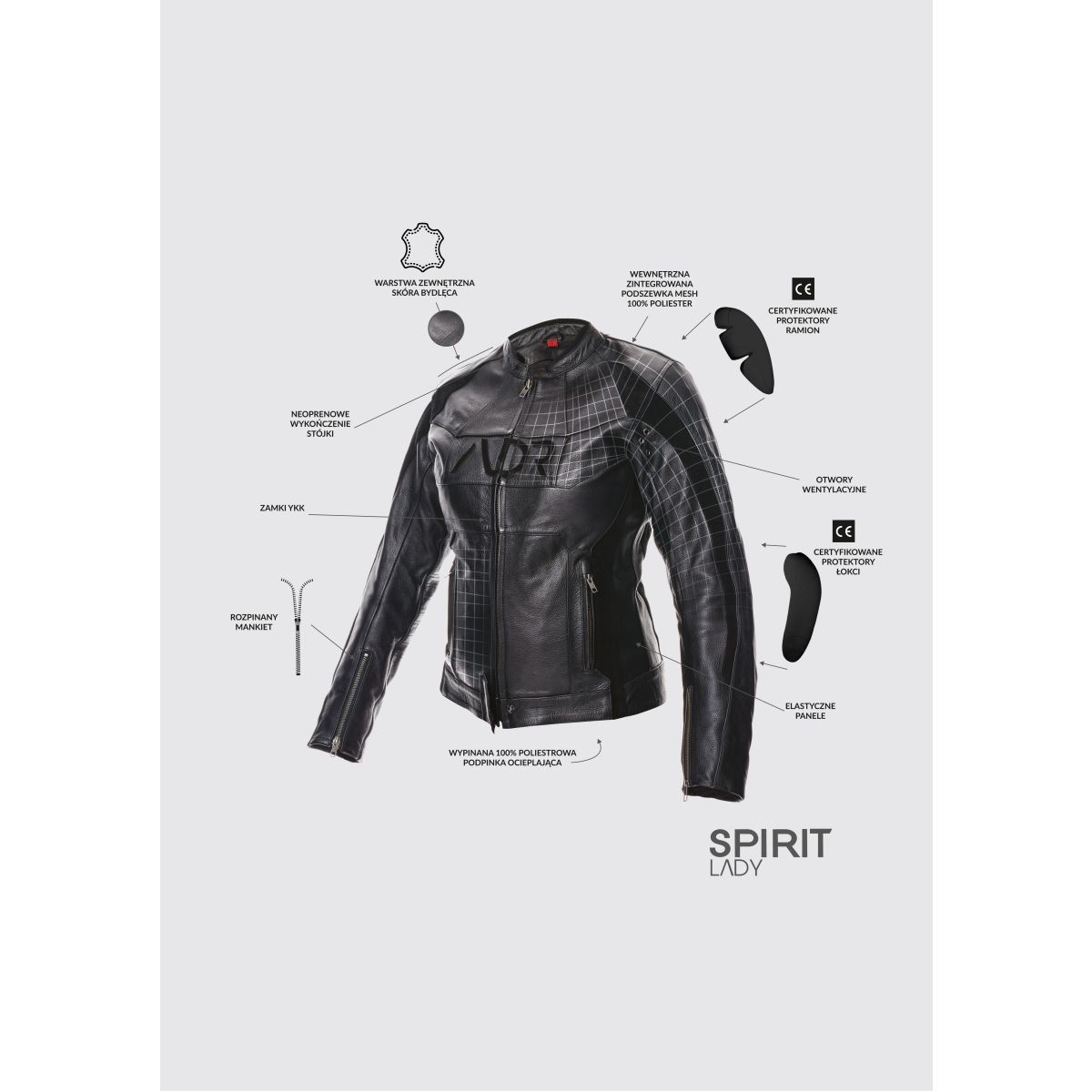 Motorrad Lederjacke ADRENALINE SPIRIT LADY PPE Größe XL