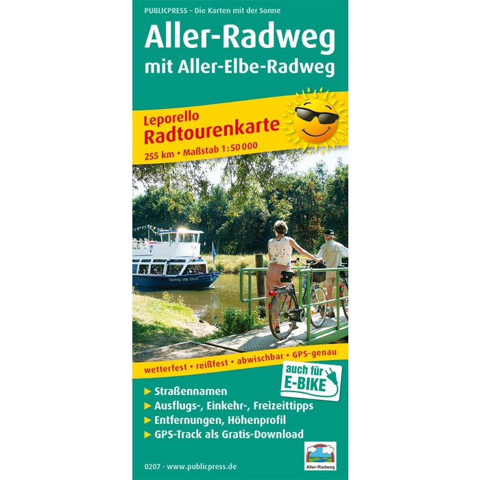 PublicPress Radwanderkarte Aller-Radweg mit Aller-Elbe-Radweg, 27 Teilktn., Auch für E-Bike