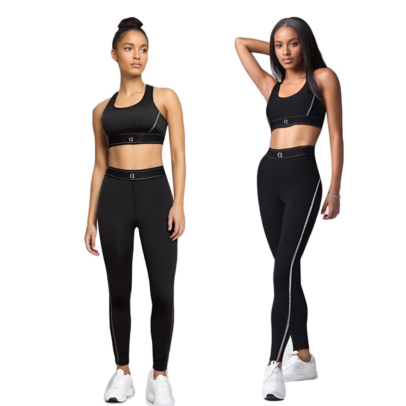 A9001 Ensemble Yoga Femme 2 Pièces Bralette Brassière de Sport Fitness Leggings Taille Haute Tenue d’Entraînement Y9001